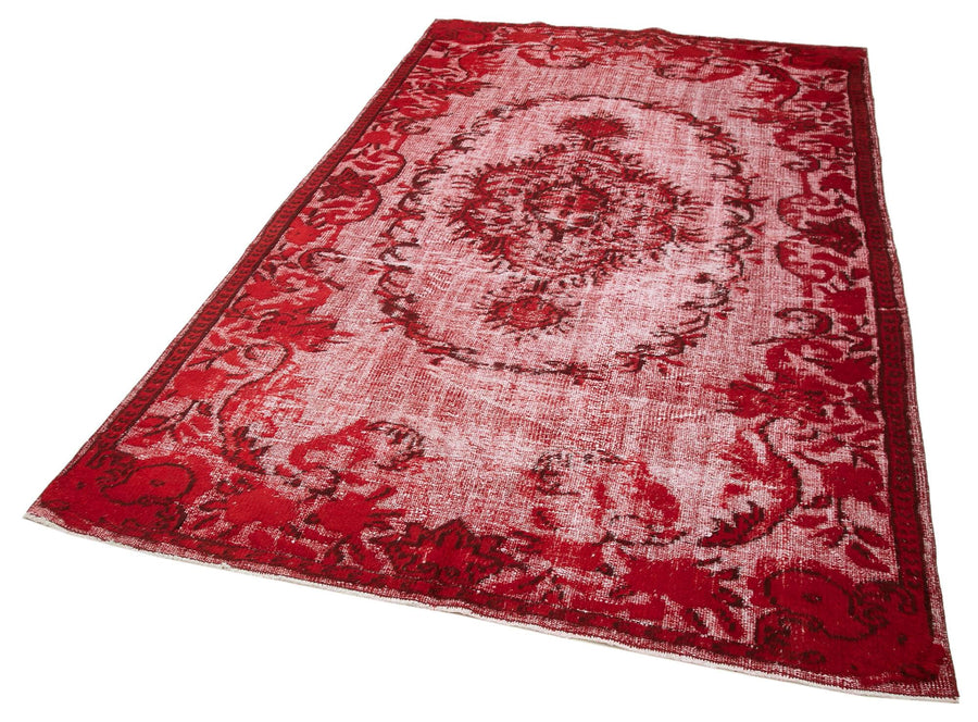 Oyma Vintage Kırmızı Eskitme Pamuk Yün El Dokuma Halısı 168x277 Agacan
