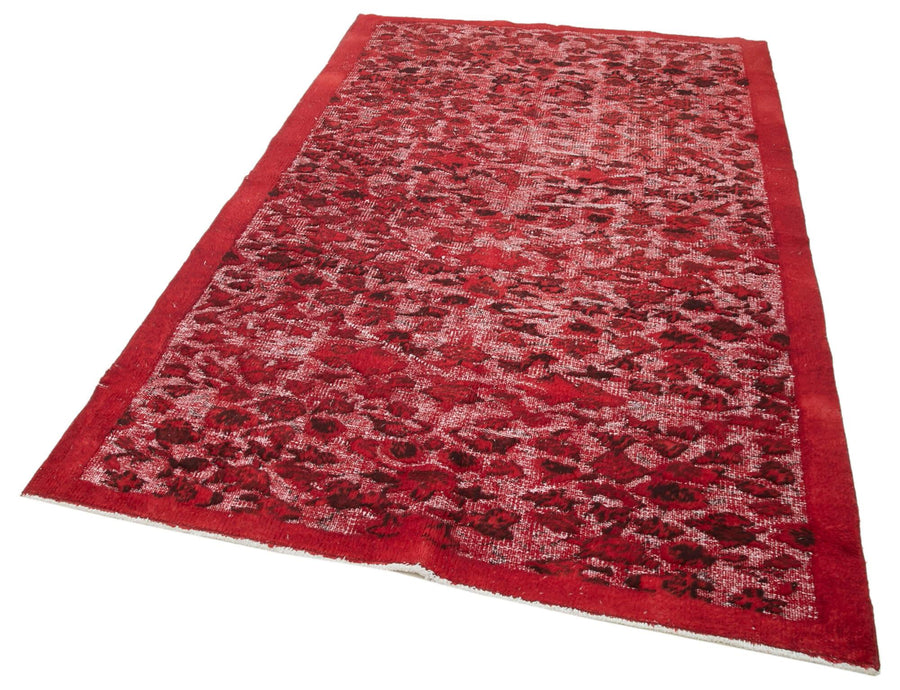 Oyma Vintage Kırmızı Eskitme Pamuk Yün El Dokuma Halısı 148x236 Agacan