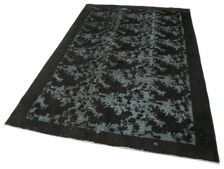 Oyma Vintage Siyah Eskitme Pamuk Yün El Dokuma Halısı 158x250 Agacan
