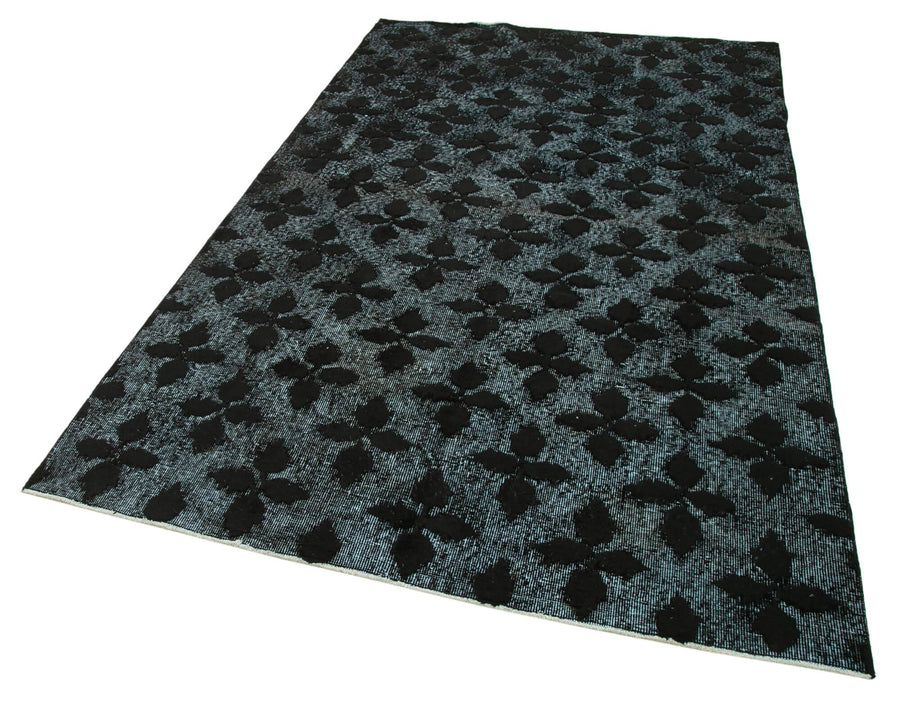 Oyma Vintage Siyah Eskitme Pamuk Yün El Dokuma Halısı 156x256 Agacan