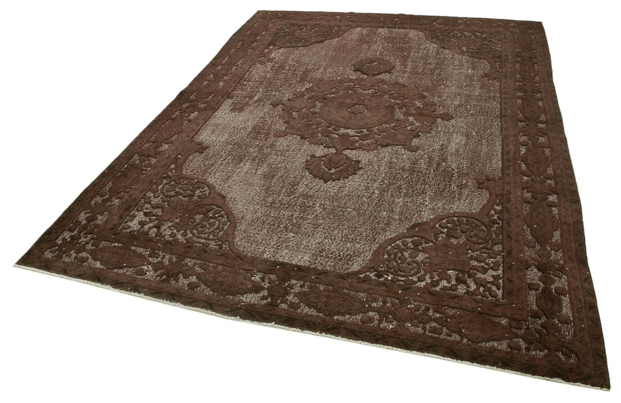 Oyma Vintage Kahverengi Eskitme Pamuk Yün El Dokuma Halısı 215x292 Agacan