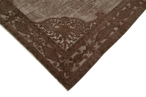 Oyma Vintage Kahverengi Eskitme Pamuk Yün El Dokuma Halısı 215x292 Agacan