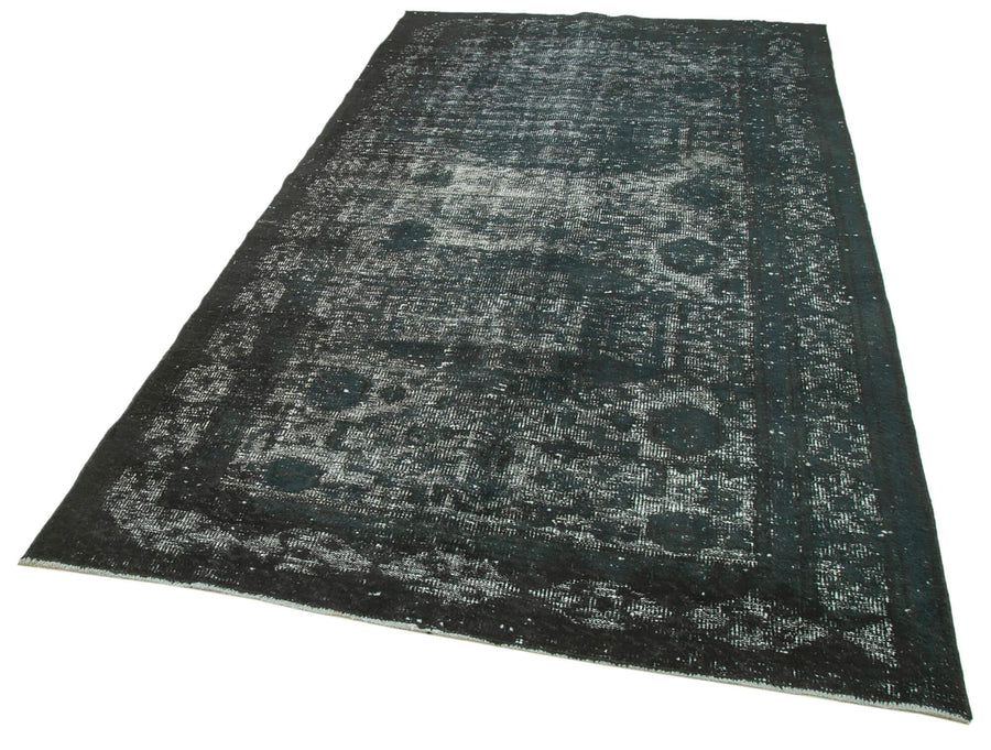 Oyma Vintage Siyah Eskitme Pamuk Yün El Dokuma Halısı 158x276 Agacan