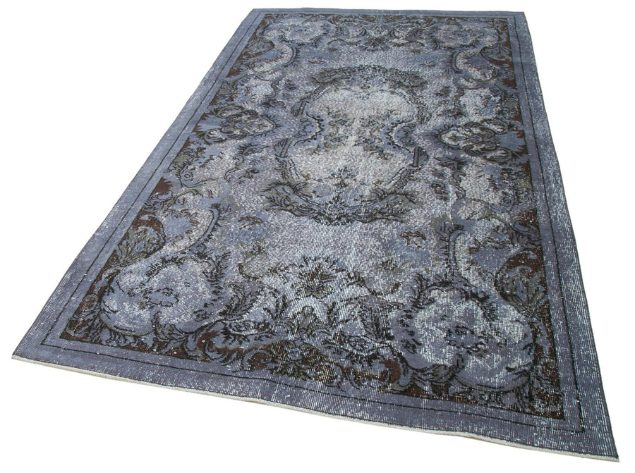 Oyma Vintage Gri Eskitme Pamuk Yün El Dokuma Halısı 154x264 Agacan