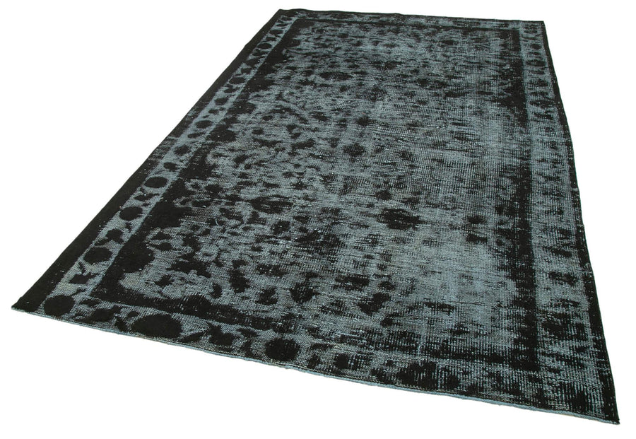 Oyma Vintage Siyah Eskitme Pamuk Yün El Dokuma Halısı 177x278 Agacan