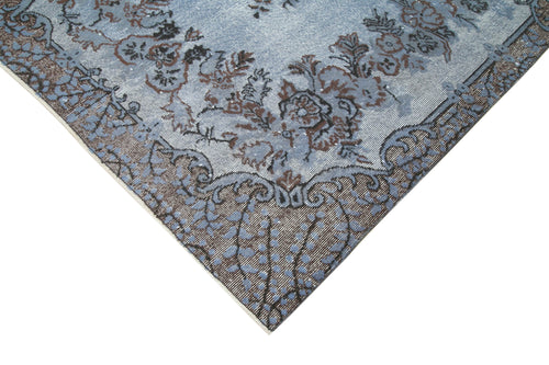 Oyma Vintage Mavi Eskitme Pamuk Yün El Dokuma Halısı 164x282 Agacan