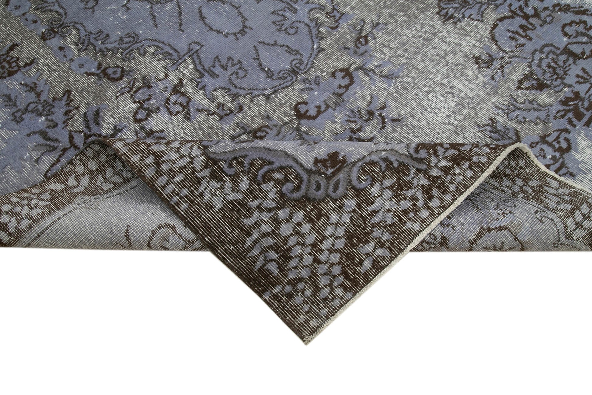 Oyma Vintage Gri Eskitme Pamuk Yün El Dokuma Halısı 168x274 Agacan