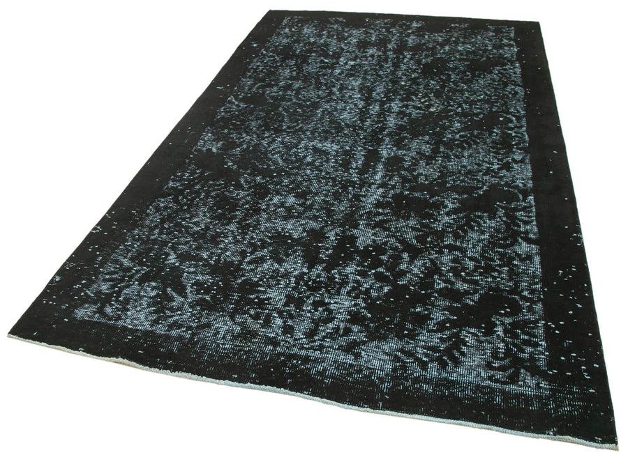 Oyma Vintage Siyah Eskitme Pamuk Yün El Dokuma Halısı 170x290 Agacan
