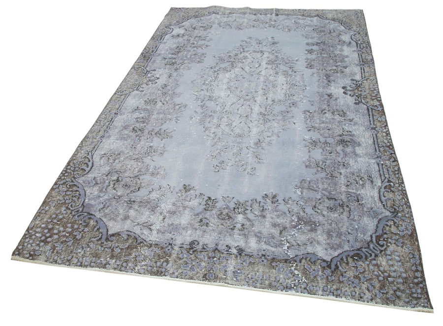 Oyma Vintage Gri Eskitme Pamuk Yün El Dokuma Halısı 158x267 Agacan