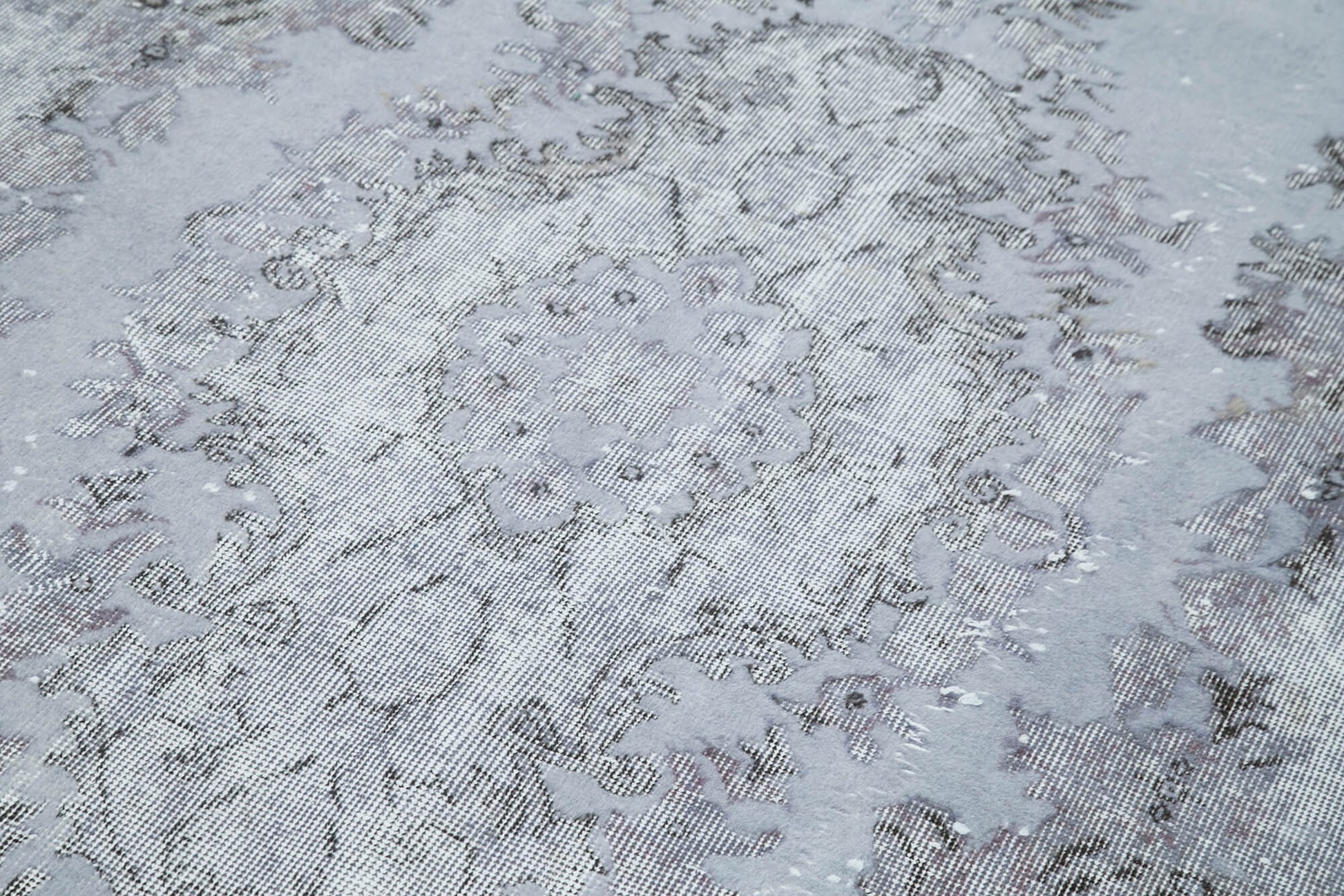 Oyma Vintage Gri Eskitme Pamuk Yün El Dokuma Halısı 158x267 Agacan