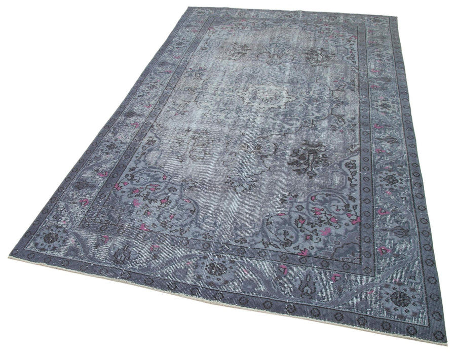Oyma Vintage Gri Eskitme Pamuk Yün El Dokuma Halısı 168x284 Agacan