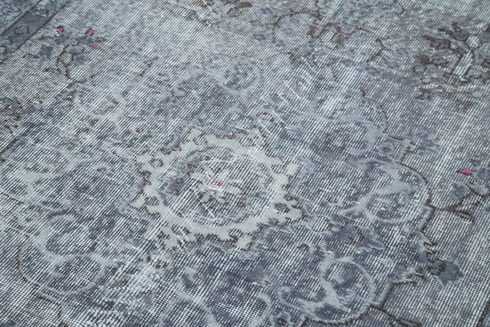 Oyma Vintage Gri Eskitme Pamuk Yün El Dokuma Halısı 168x284 Agacan