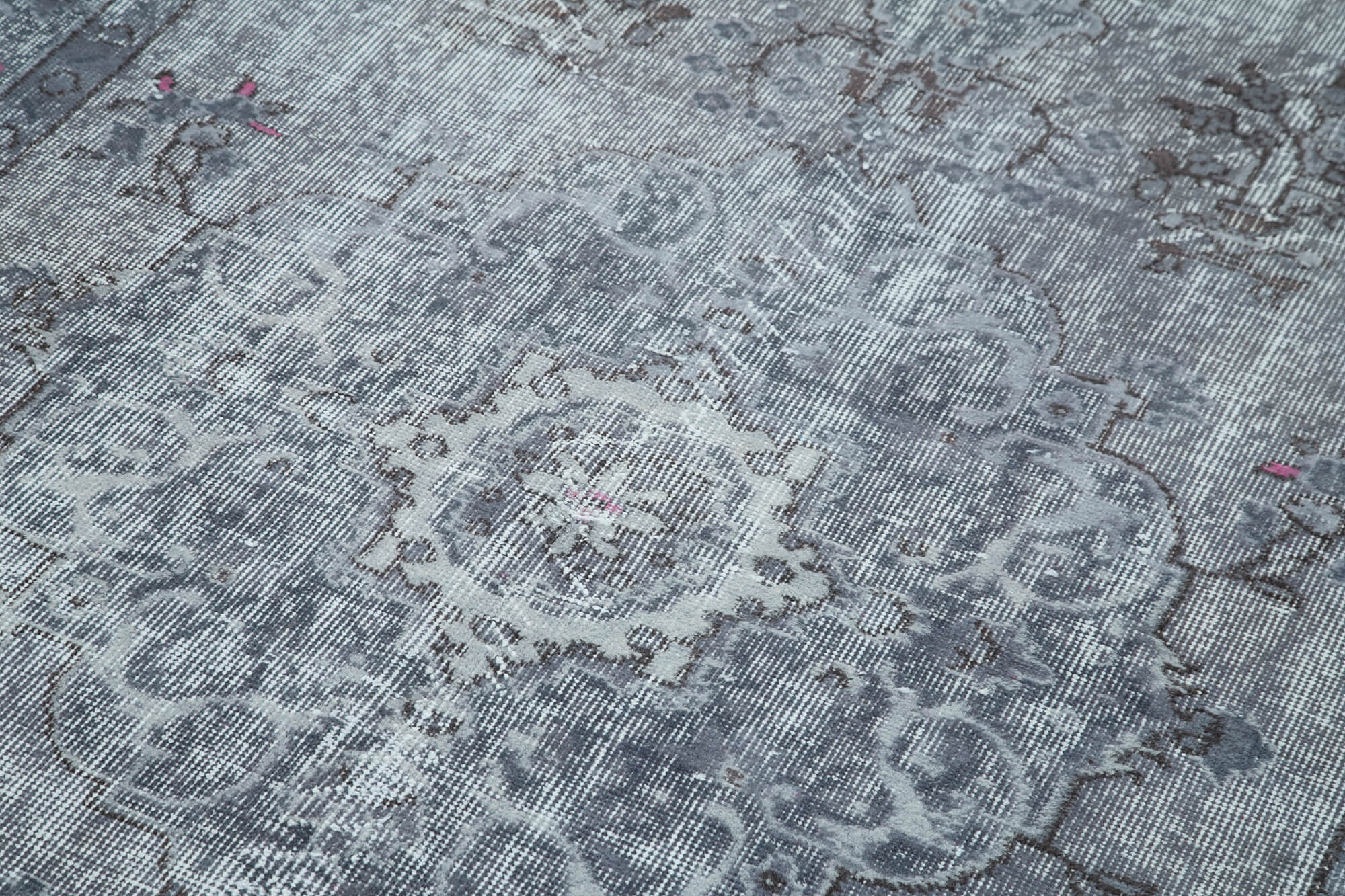 Oyma Vintage Gri Eskitme Pamuk Yün El Dokuma Halısı 168x284 Agacan