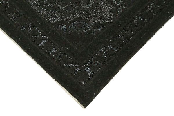 Oyma Vintage Siyah Eskitme Pamuk Yün El Dokuma Halısı 141x358 Agacan