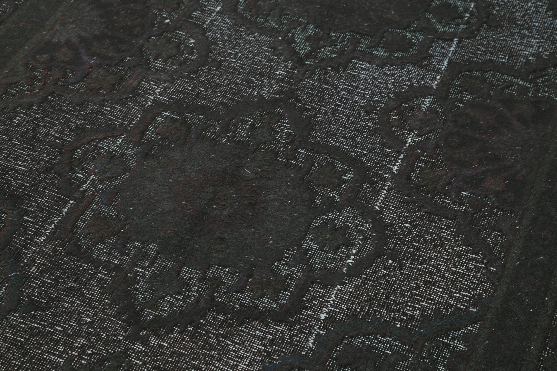 Oyma Vintage Siyah Eskitme Pamuk Yün El Dokuma Halısı 141x358 Agacan