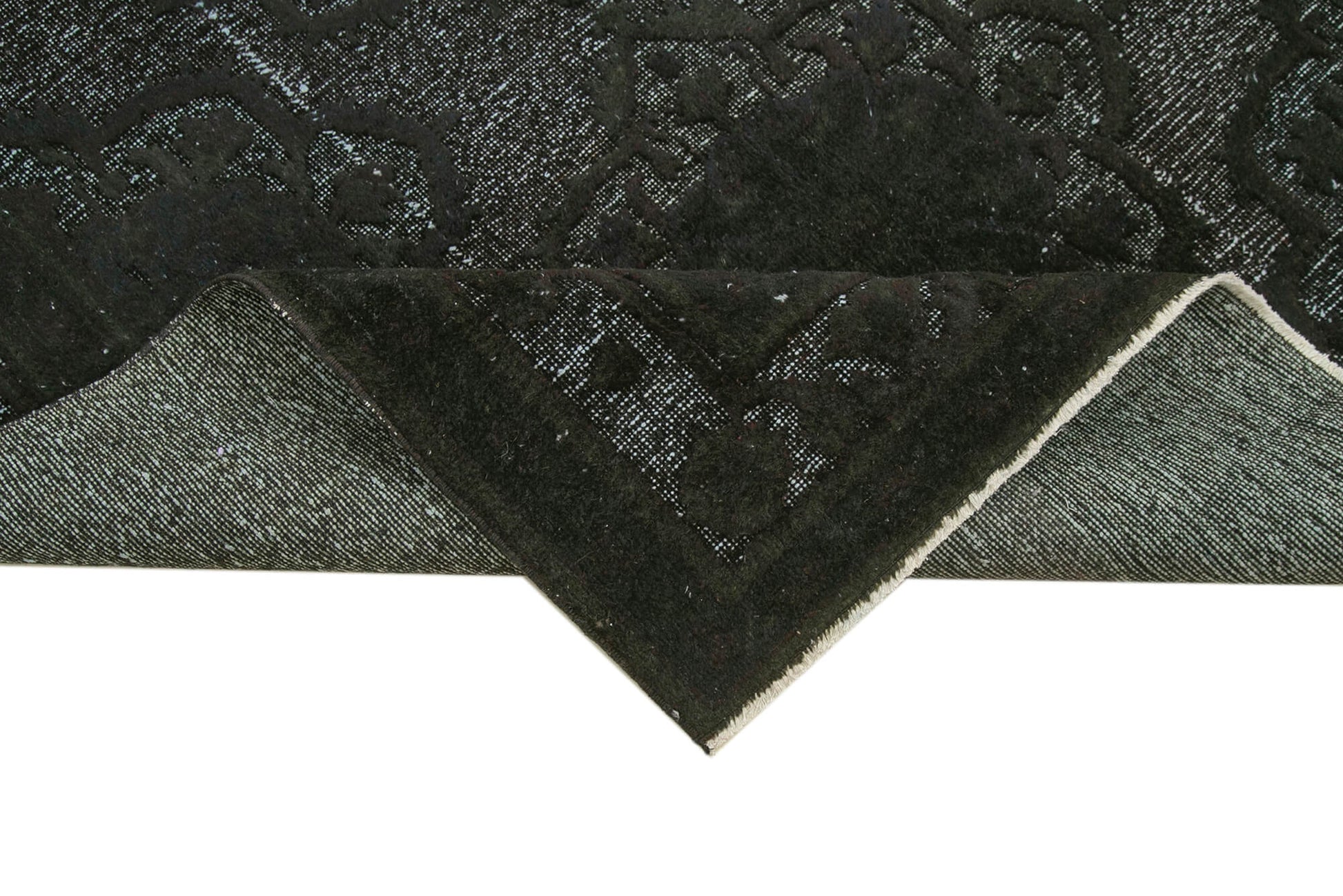 Oyma Vintage Siyah Eskitme Pamuk Yün El Dokuma Halısı 141x358 Agacan