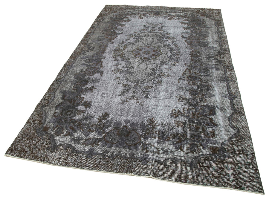 Oyma Vintage Gri Eskitme Pamuk Yün El Dokuma Halısı 164x286 Agacan