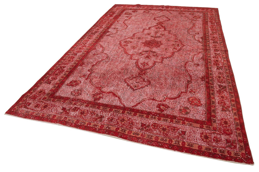 Oyma Vintage Kırmızı Eskitme Pamuk Yün El Dokuma Halısı 205x334 Agacan