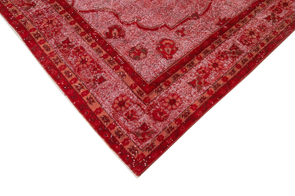 Oyma Vintage Kırmızı Eskitme Pamuk Yün El Dokuma Halısı 205x334 Agacan