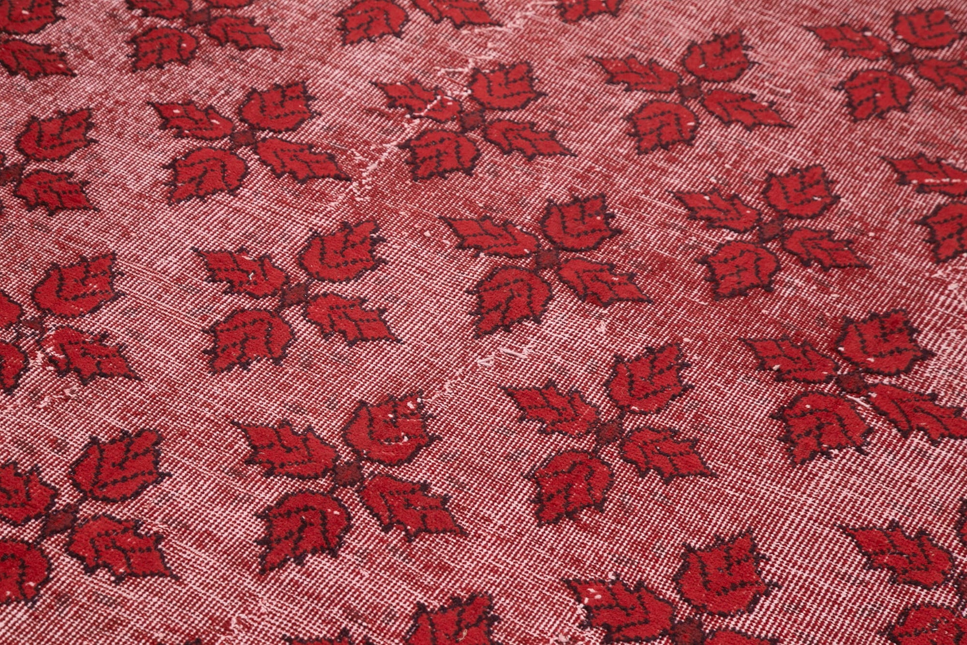 Oyma Vintage Kırmızı Eskitme Pamuk Yün El Dokuma Halısı 180x280 Agacan