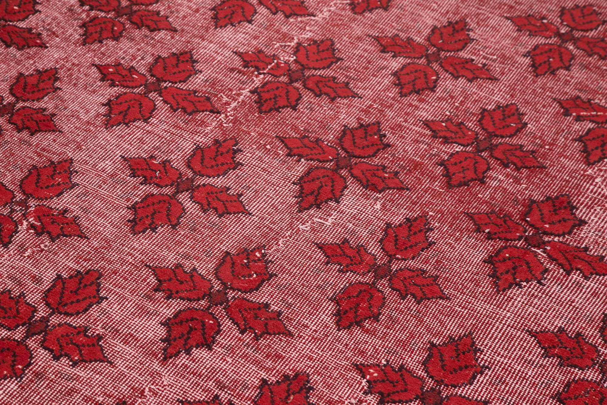 Oyma Vintage Kırmızı Eskitme Pamuk Yün El Dokuma Halısı 180x280 Agacan