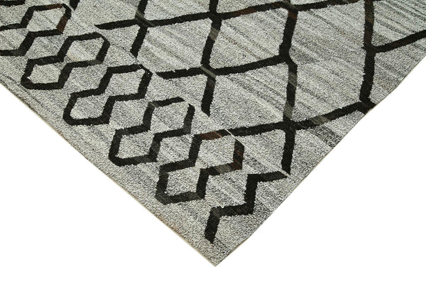 Scrap Gri Geometrik Pamuk Yün El Dokuma Halısı 250x296 Agacan