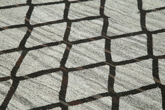 Scrap Gri Geometrik Pamuk Yün El Dokuma Halısı 250x296 Agacan