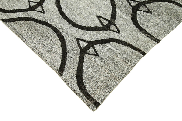 Scrap Gri Geometrik Pamuk Yün El Dokuma Halısı 238x308 Agacan