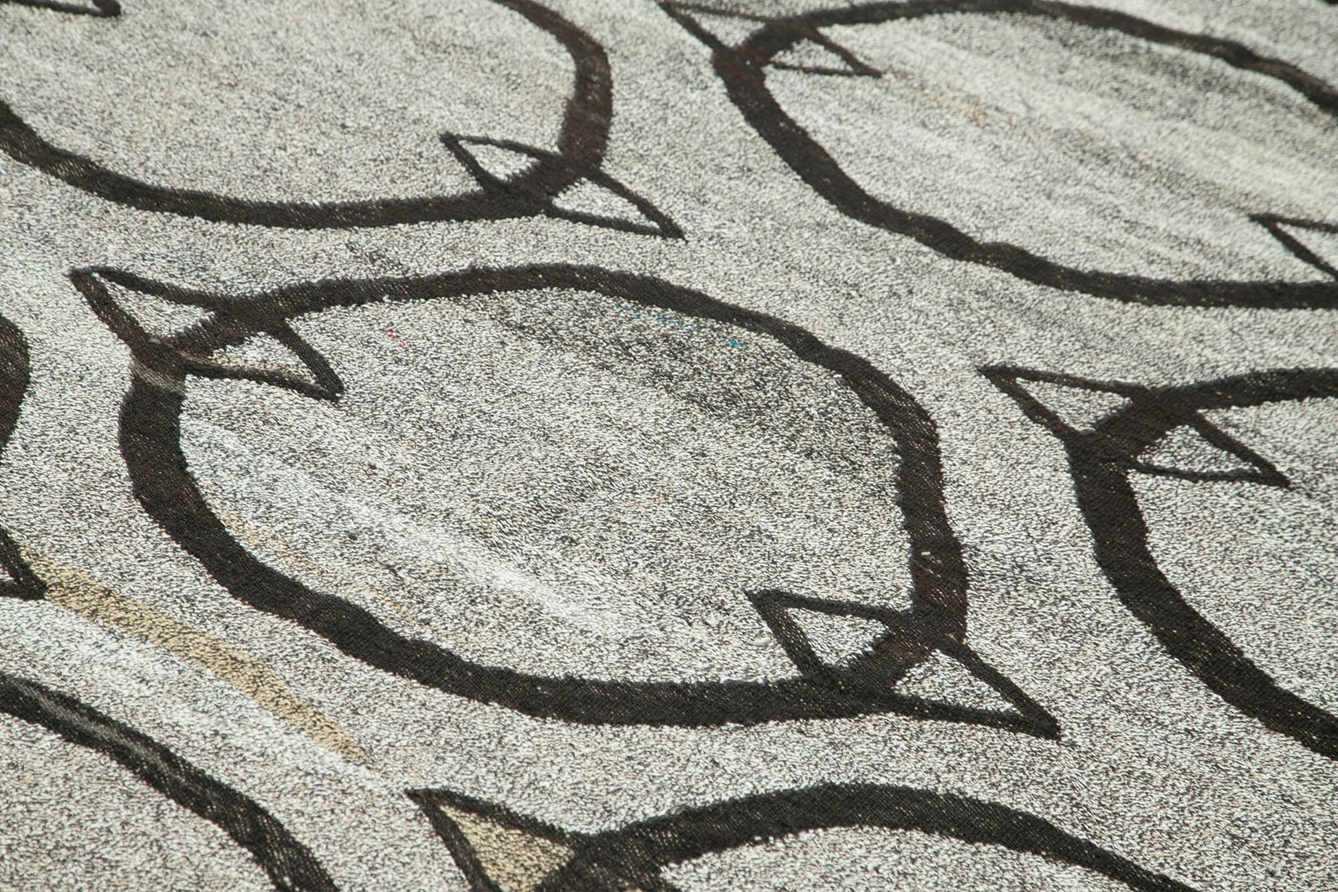 Scrap Gri Geometrik Pamuk Yün El Dokuma Halısı 238x308 Agacan