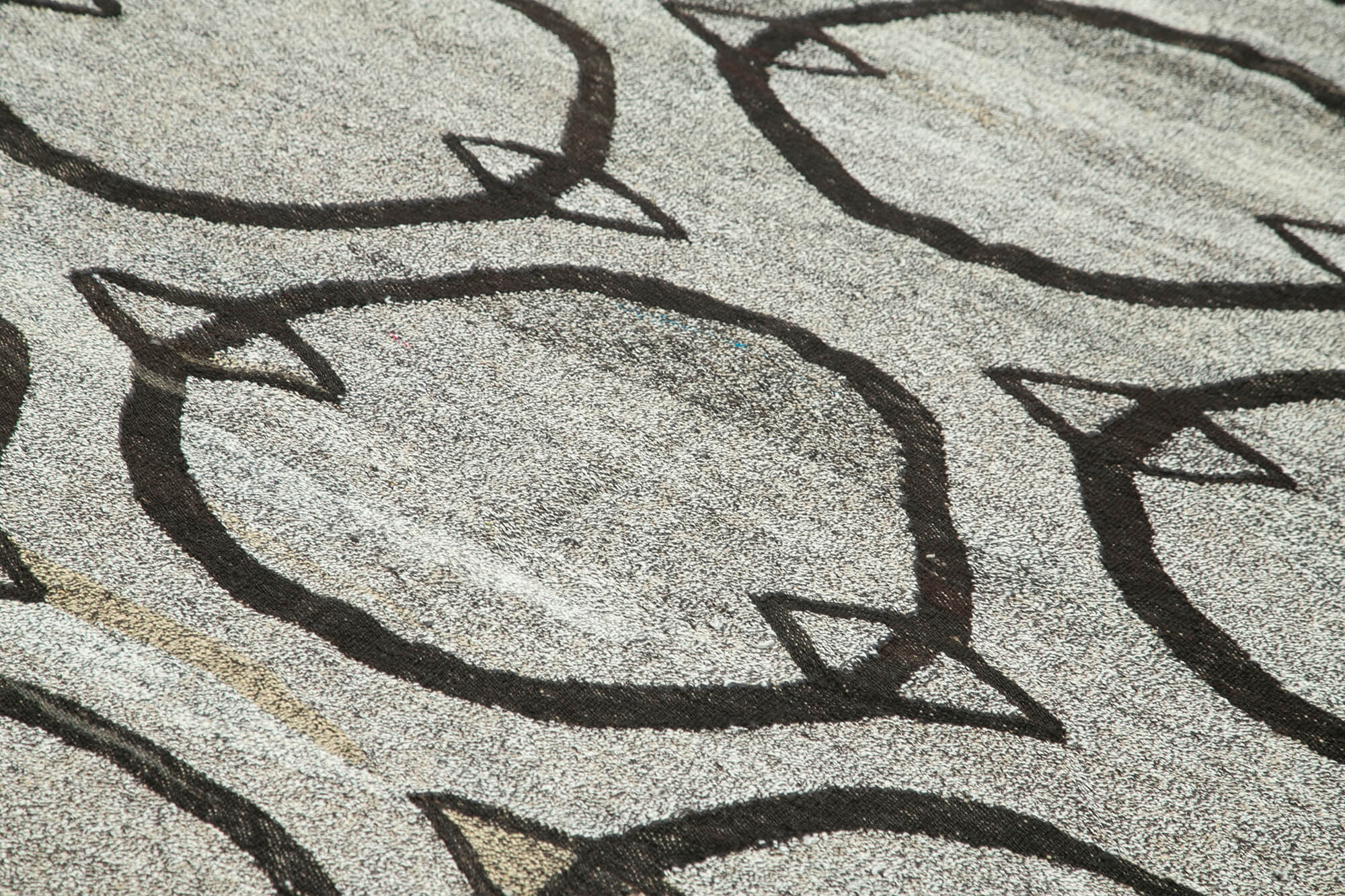 Scrap Gri Geometrik Pamuk Yün El Dokuma Halısı 238x308 Agacan