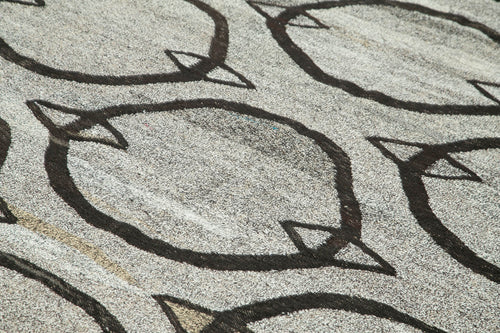 Scrap Gri Geometrik Pamuk Yün El Dokuma Halısı 238x308 Agacan