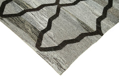 Scrap Gri Geometrik Pamuk Yün El Dokuma Halısı 241x303 Agacan