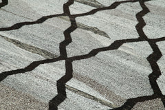 Scrap Gri Geometrik Pamuk Yün El Dokuma Halısı 241x303 Agacan