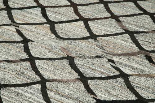 Scrap Gri Geometrik Pamuk Yün El Dokuma Halısı 257x317 Agacan