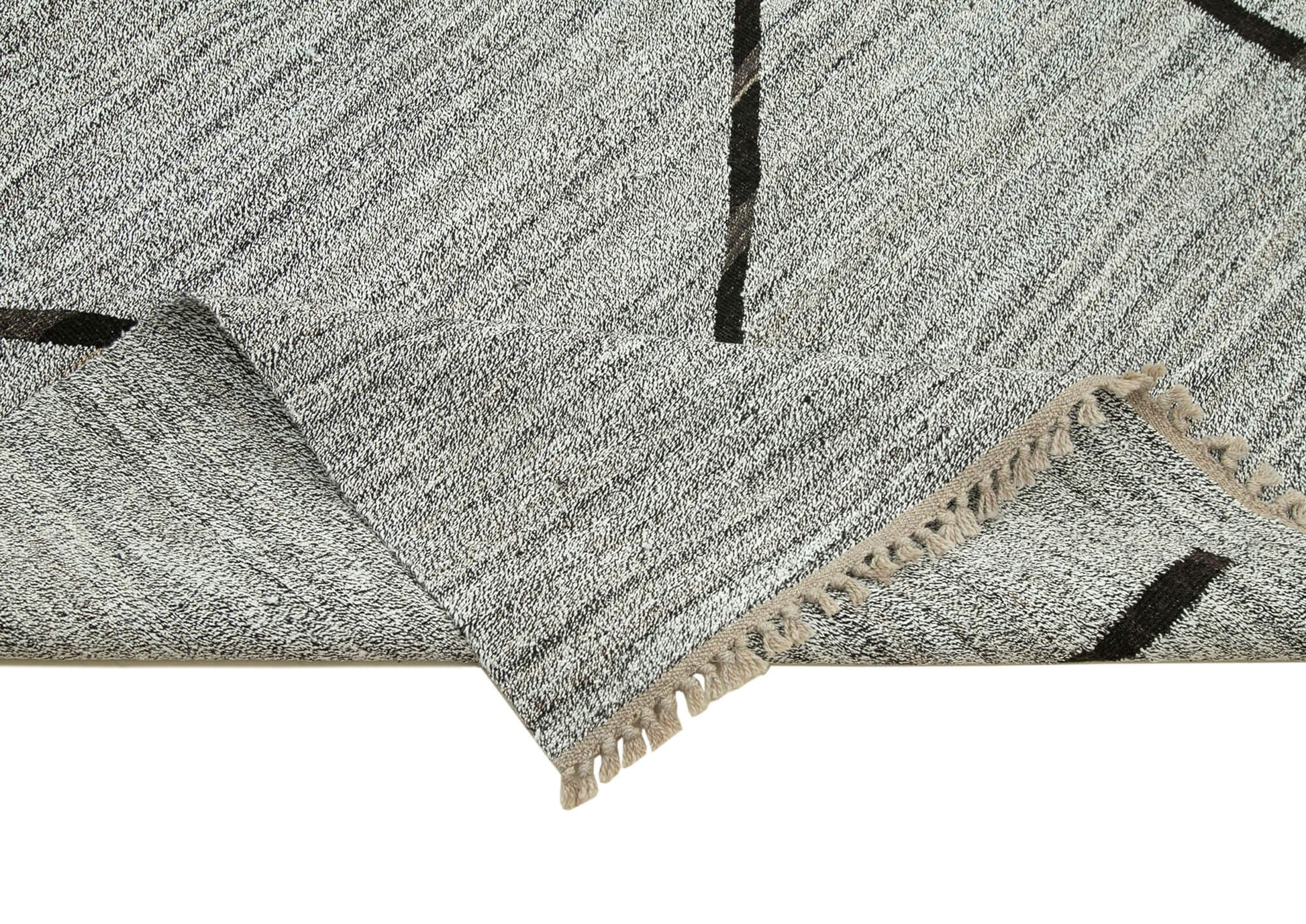 Scrap Gri Geometrik Pamuk Yün El Dokuma Halısı 265x386 Agacan