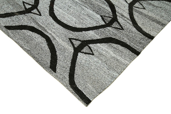 Scrap Gri Geometrik Pamuk Yün El Dokuma Halısı 250x315 Agacan