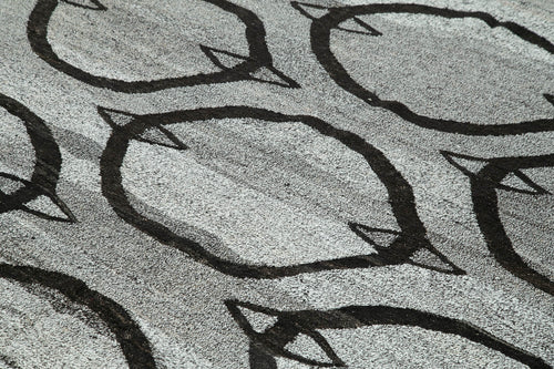 Scrap Gri Geometrik Pamuk Yün El Dokuma Halısı 250x315 Agacan