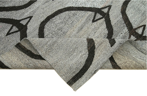 Scrap Gri Geometrik Pamuk Yün El Dokuma Halısı 250x315 Agacan