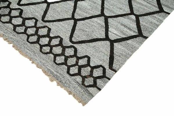 Scrap Gri Geometrik Pamuk Yün El Dokuma Halısı 250x317 Agacan