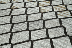 Scrap Gri Geometrik Pamuk Yün El Dokuma Halısı 250x317 Agacan