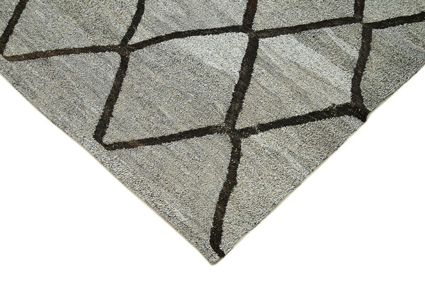 Scrap Mavi Geometrik Pamuk Yün El Dokuma Halısı 246x318 Agacan