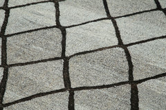 Scrap Mavi Geometrik Pamuk Yün El Dokuma Halısı 246x318 Agacan