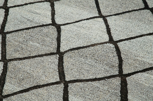 Scrap Mavi Geometrik Pamuk Yün El Dokuma Halısı 246x318 Agacan