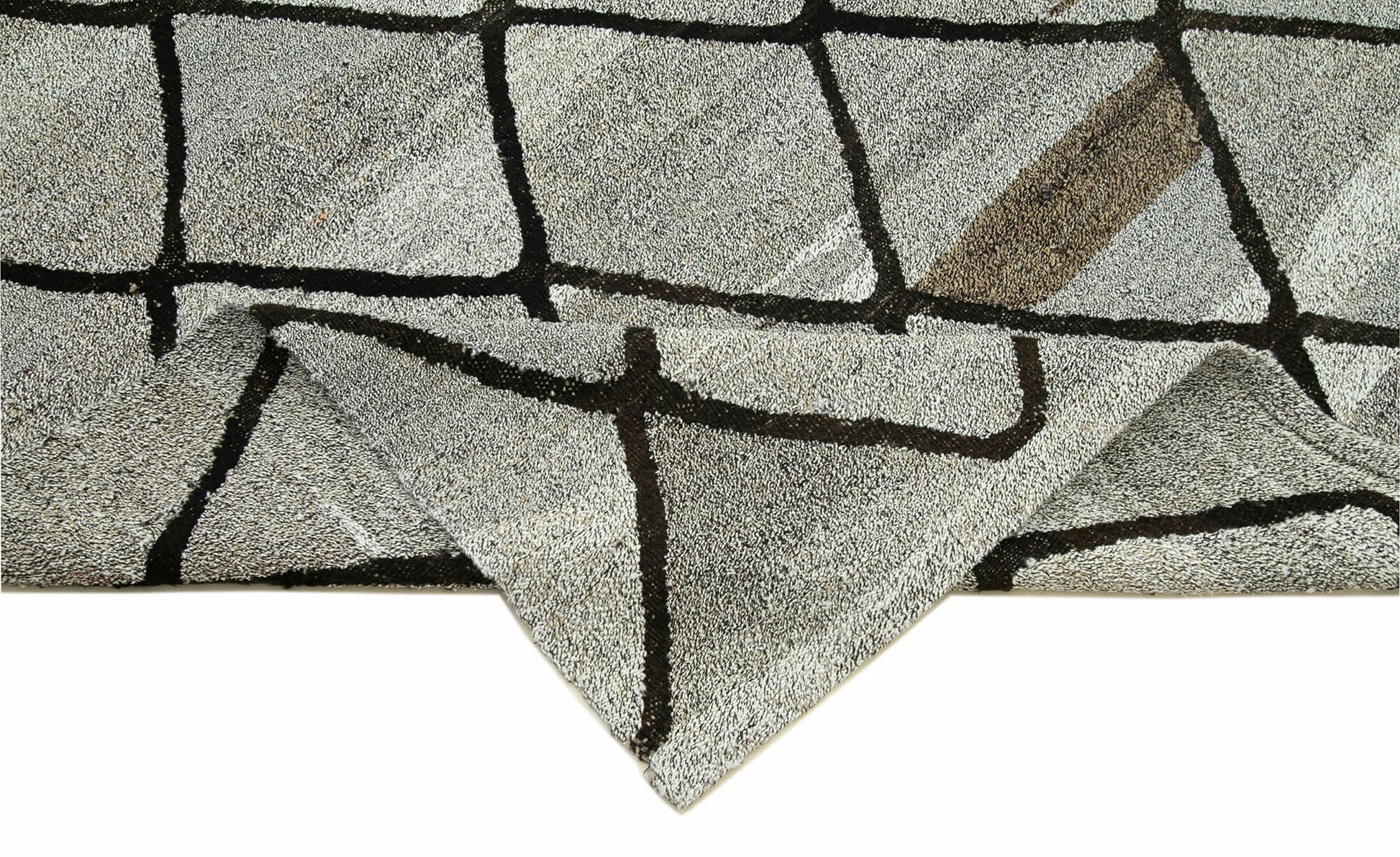 Scrap Mavi Geometrik Pamuk Yün El Dokuma Halısı 246x318 Agacan