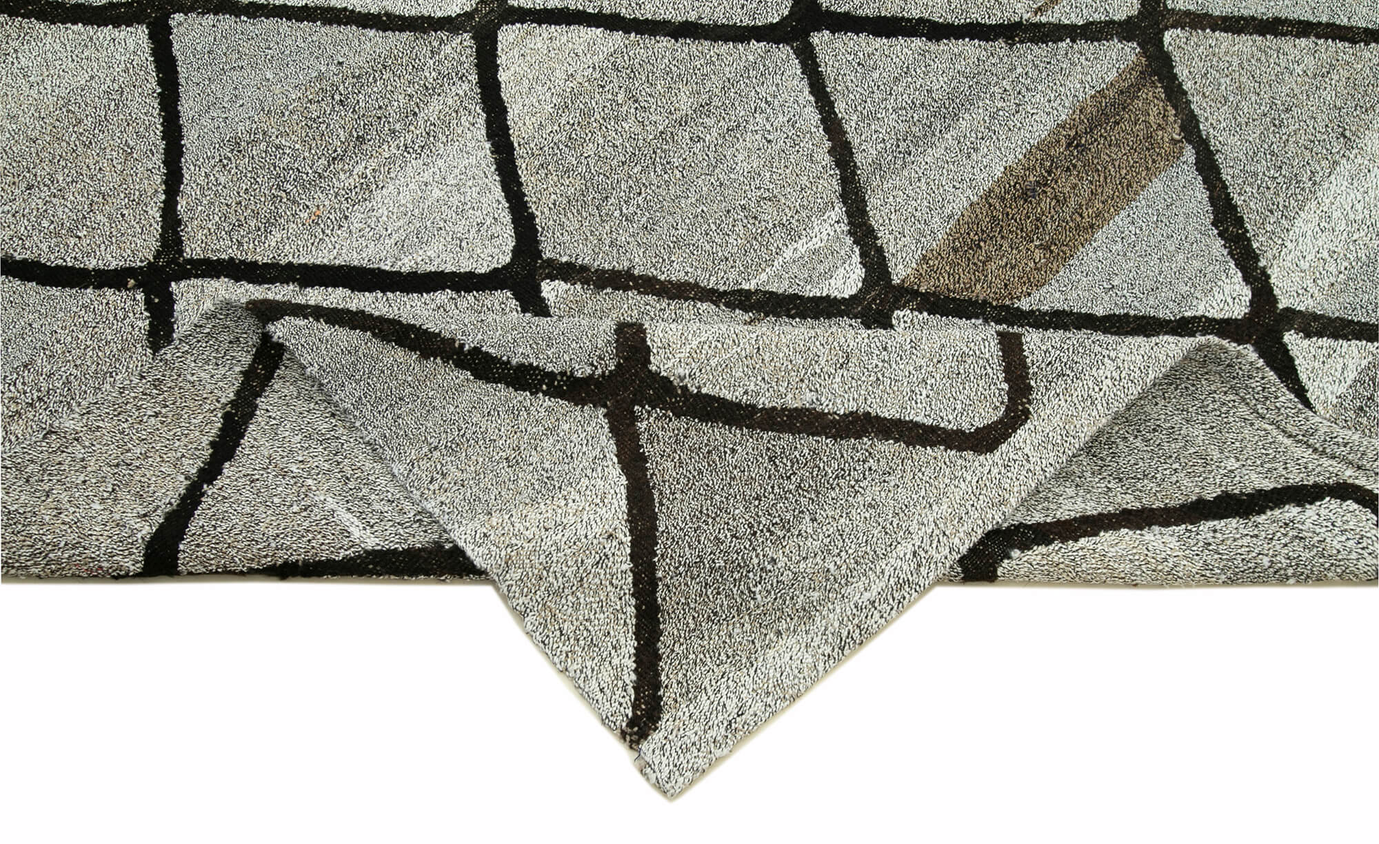 Scrap Mavi Geometrik Pamuk Yün El Dokuma Halısı 246x318 Agacan