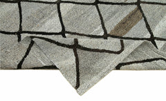 Scrap Mavi Geometrik Pamuk Yün El Dokuma Halısı 246x318 Agacan