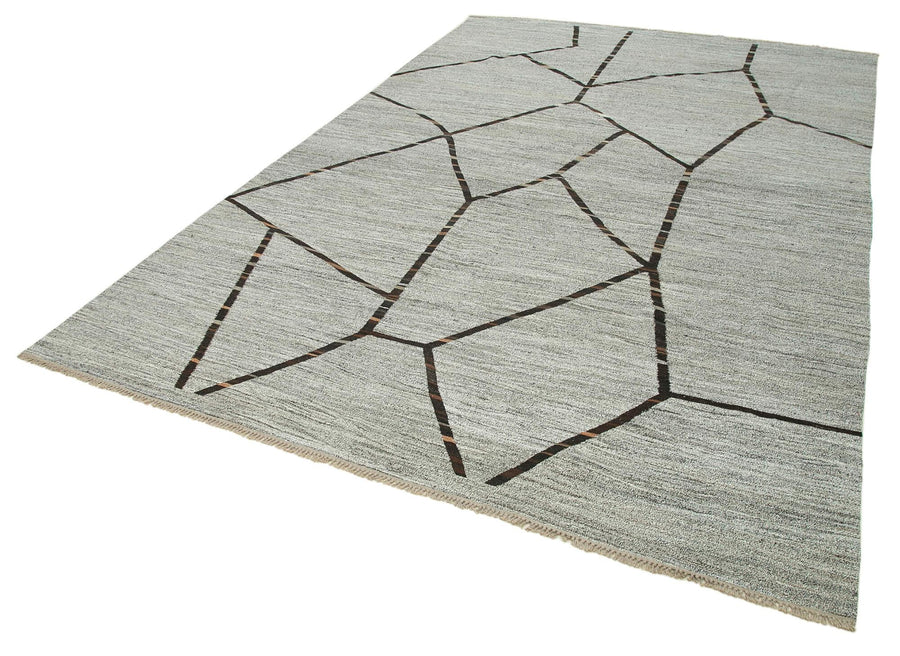 Scrap Sarı Geometrik Pamuk Yün El Dokuma Halısı 300x448 Agacan