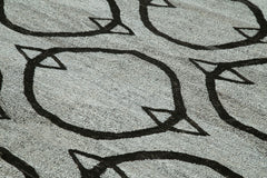 Scrap Siyah Geometrik Pamuk Yün El Dokuma Halısı 237x322 Agacan