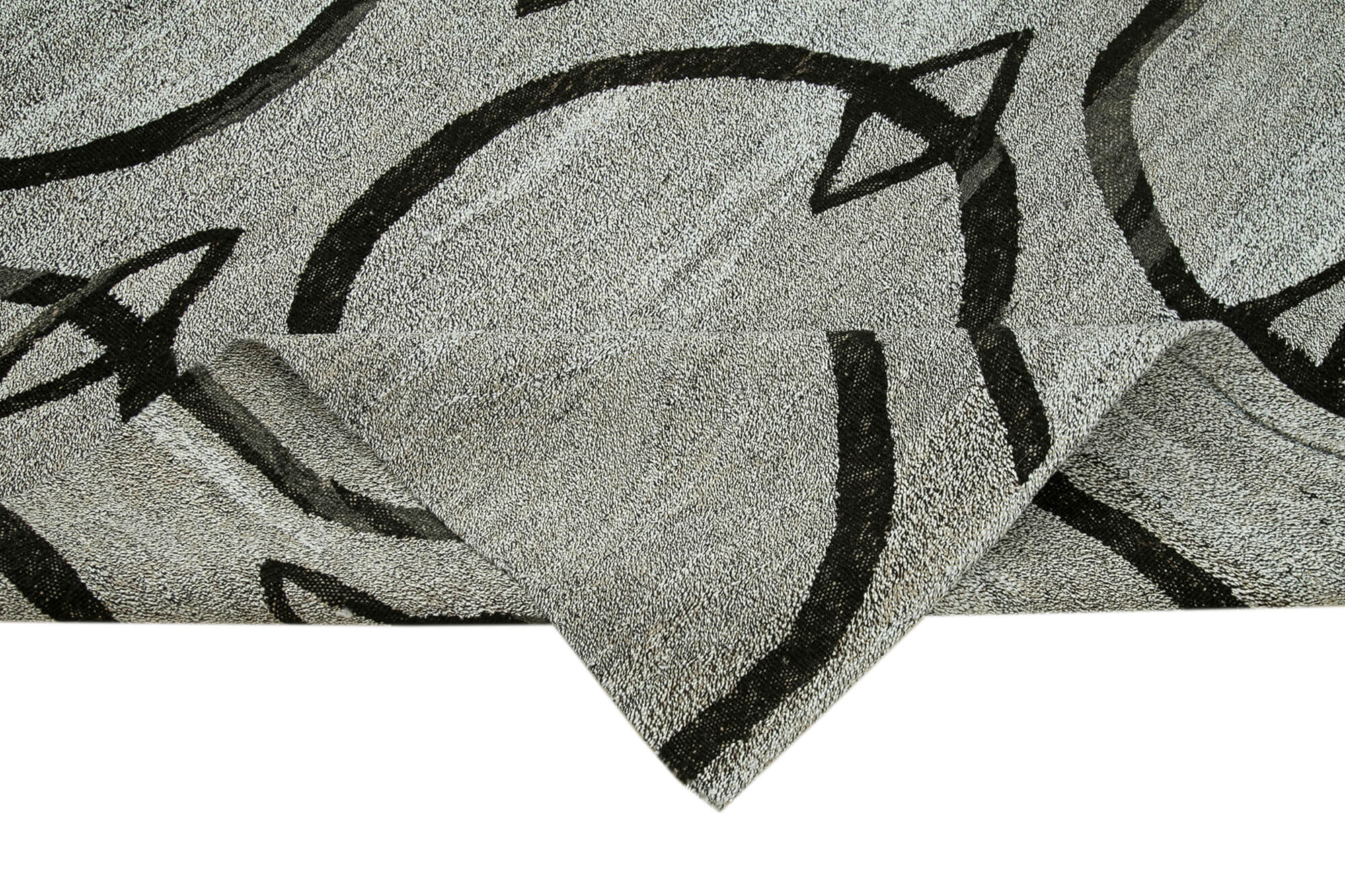 Scrap Siyah Geometrik Pamuk Yün El Dokuma Halısı 237x322 Agacan