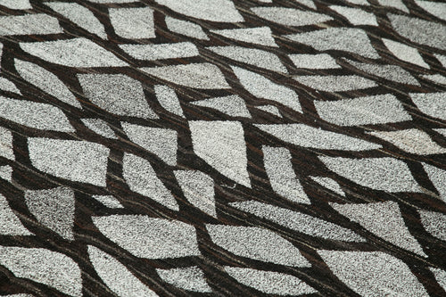 Scrap Gri Geometrik Pamuk Yün El Dokuma Halısı 251x318 Agacan